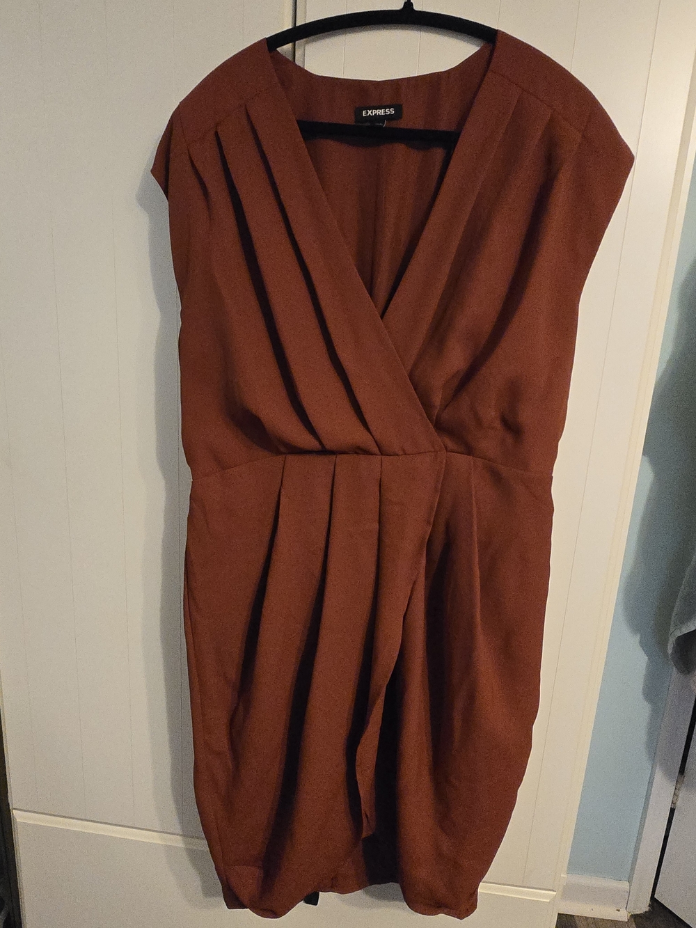 Express Women's Rust Wrap Pleated Dress